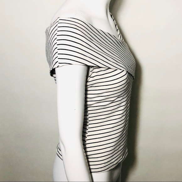 White and Black stripe off the should shirt - Picture 2 of 3